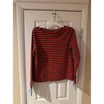 J.Crew Women's Shirt Red Striped Wide Neck Top Chambray Cuff Boat Neck Sz M Photo 9