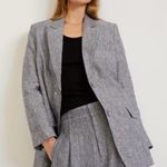 Everlane  The Linen Oversized striped Blazer Gray NEW Photo 0