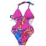 Bar III Paradise Palms Cowl Cutout Magenta Pink Floral One Piece Swimsuit NWT S Photo 7