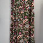 Loft 8 NEW Paisley Seamed Button Midi Skirt Slit Cut Front Green Colorful Floral Photo 3