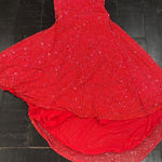 Oh Polly  Idalia Fire Red Embellished Corset Fishtail Evening Gown Photo 5