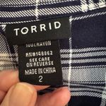 Torrid  Challis Button Down Long Sleeve Camp Shirt Blue Plaid Plus Size 2X Photo 4