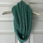 Green Knitted Infinity Scarf with Textured Pattern Photo 0