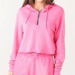 Cotton Citizen Brooklyn Crop Zip Hoodie In Hot Pink Mix Womens Medium Photo 0