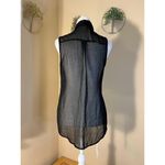 Ambiance Apparel Black Sheer Sleeveless Button Down Blouse Small Black Photo 4