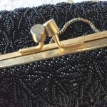 Stunning Vintage Black Glass Beaded Evening Bag Gold Chain, Hong Kong Photo 4