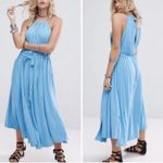 Free People Womens  Spring Love Drape Midi Blue Halter A-line Skirt Dress Photo 3