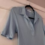 Helmut Lang Collared Baby Blue Rib Knit Midi Dress Shirt Dress Size Large Ribbed Photo 2
