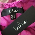 Lulus  Pink Print Pleated Satin Halter Maxi Dress NWT Size XS Wedding Guest Dress Photo 8