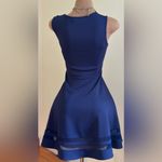 Lulus Lulu’s Navy Blue Midi Spandex Fit & Flare Sheer Stripes  Dress Sz XS Photo 2