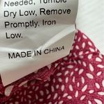 Womens Short Sleeve Maxi Dress Burgundy White Ditsy Floral Button Front Smocked Red Photo 8