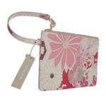 Chico's Clutch Wristlet Purse Bag Pink White Floral Zip Closure Makeup Pouch NEW Photo 0