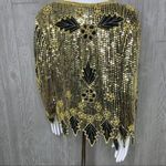 Vintage silk sequin and beaded cropped long sleeve blouse shirt medium Black Photo 5