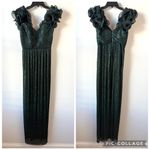 After Six  6883 Covertible Ruffle Strap Pleated Gown Metallic Evergreen S Photo 3