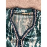 Soft Surroundings Blue green tie-dye silk maxi dress Tassels Button Front 1x NEW Photo 7