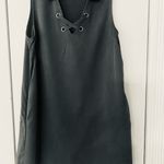Monteau π« Olive Mini Dress with Lace-Up Detail and silver grommets. Has pockets. Photo 2