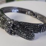 Oxidized Silver Pave Smokey CZ Crystal Belt Bracelet Photo 1