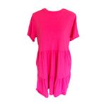 Gap  Hot Pink Cotton Short Sleeve Tiered Dress with Pockets – Women’s L Photo 1