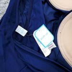 Tropical Escape Halter Tankini Swim Top Retro Push Up Bra Blue Polka Dot Size 14 Photo 4