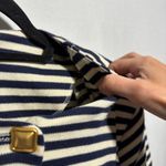 VTG 80s Nautical Dress Gold Buttons Striped Waist Belt Short Sleeve Midi Prep 10 Blue Photo 8