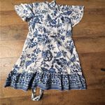 SheIn Blue and White Wrap Dress Photo 2