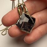 Kendra Scott Arlet Pendant Necklace Gold Tone Brown / Black Glass With Charms Photo 7