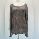 DKNY Jeans Mixed Knit Long Sleeve Hooded Sweater Brown & Black Cotton Blend Cozy Photo 2