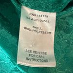 12th Tribe Floral Jacquard Pattern Vibrant Green Satin Button Down Shirt Blouse Photo 4