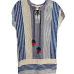 Vineyard Vines  Linen Striped Tassel Shift Dress in Dazzling Blue Sz 00 Womens Photo 2