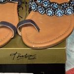 Thalia Sodi  Tan and Blue Sandals with Intricate Design Photo 1