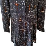 ZARA Button Up Dress Gymnast Dancer Print Sz S Pleated Skirt Navy Blue LS NEW Photo 2