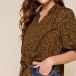 Free People  Leopard Print Button Down Tie Front  Photo 3