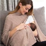 Seraphine Cable Knit Nursing Cover, Poncho or Scarf in Camel One Size Tan Size undefined Photo 2