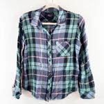 Rails  Hunter Plaid Button Up Long Sleeve Shirt Teal Navy Blue Pink Small Photo 2