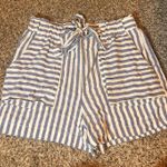Altar'd State  Striped Shorts Tie Waist Casual Summer Blue White Size‎ L Photo 0