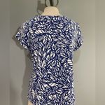 Rafaella Blue white patterned top shirt blouse  woman’s large EUC Photo 2