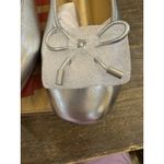 FitFlop Ballerina Mary Jane Flats Women's Size 6 Silver Leather Delicato Bow Photo 3