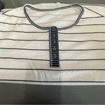 Striped Waffle Knit Henley Loose Fitting Women’s Long Sleeve Top Size L White Size L Photo 2