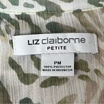 Liz Claiborne  Green Animal Print Chiffon Pintuck Blouse MP Sheer Y2K Retro Boho Photo 6
