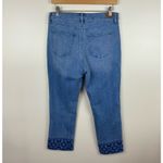 Ralph Lauren Lauren‎  Premier Straight Leg Crop Jeans Blue Aztec Embroidery Sz 10 Photo 6