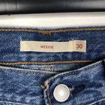 Levi's NEW Premium Wedgie High Rise Tapered Leg Frayed Hem Blue Jeans Women's 30 Photo 4