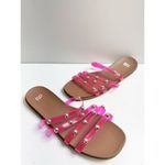 BP  Sandals Womens Size 6 Slip On Open Toe Studded Pink Slides Photo 4