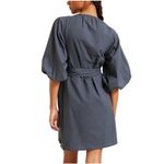 Modern Citizen  Paz Puff Sleeve Wrap Dress Sz‎ XS Blue Organic Cotton Minimalist Photo 1