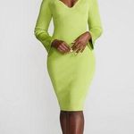 Gabrielle Union Spring Green Long Sleeve Ribbed Knit Midi Bodycon Dress Medium Photo 0