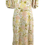 Who What Wear  Floral Print Midi Dress Womens Medium Linen Rayon Blend Cottage‎ Photo 0