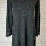 Loft Ann Taylor  Sweater Dress Black Speckled Long Sleeve cold Shoulder petite XS Photo 0
