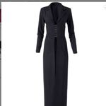 Venus Corset Back Maxi Trench Coat in Black Sz 4 EUC Photo 5