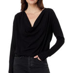 Bobi  Lis Angeles Women’s Black Cowl Neck‎ Ribbed Long Sleeve Top Size Medium $80 Photo 0