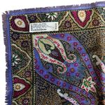 Oscar de la Renta Purple Wool Printed Sparkly Scarf fringe edges 30in Vintage Photo 2