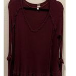 Free People WE THE FREE Burgundy Thermal Long Sleeve V-Neck Top Photo 2